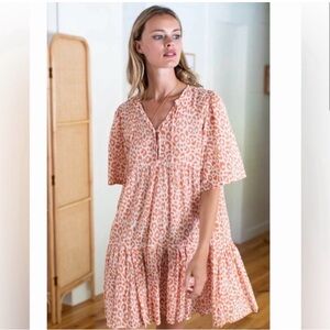 Emerson Fry Isla Mini Dress in Sunbaked Leopard Size M/L Bohemian Organic Cotton